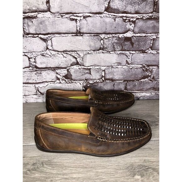 Florsheim Brown Leather BasketWeaves Driving Shoes Men Sz 11M US/44EU 13311-215 - Picture 1 of 16